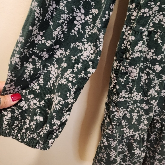 GAP Kids Girls  Green Floral Long Sleeves Corduroy Dress size XXL (14-16) - Picture 4 of 13